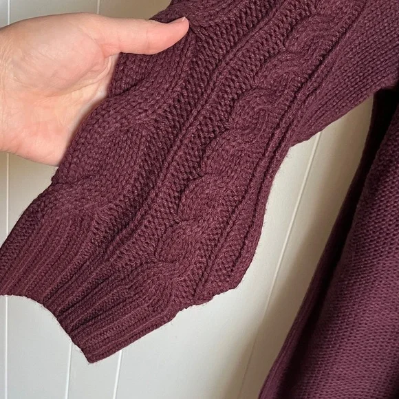 NWT Torrid Burgundy Purple Cable Knit Longline Boyfriend V-Neck Cardigan Sz 3 - Picture 14 of 14